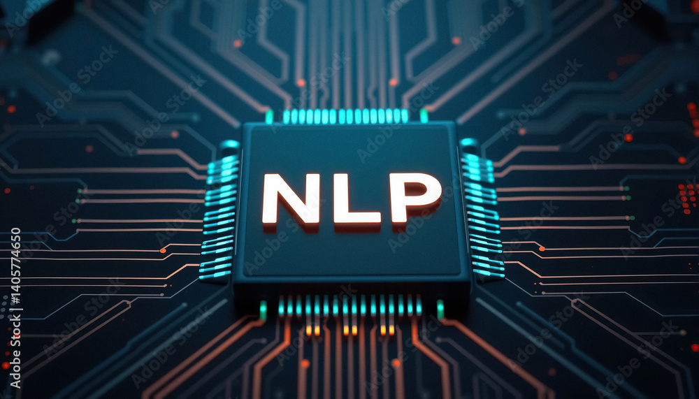 Poster Central processing unit illustrating Natural Language Processing technology and advancement