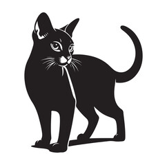 Abyssinian Cat Silhouette Vector Graphics, Cat vector Illustration, Pet.