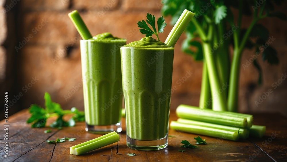 Poster celery and spinach green smoothie