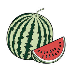 Fruitful red watermelon with slice