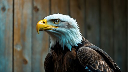 Obraz premium Majestic eagle featured in front of a wall