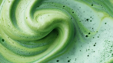 Green milkshake close-up texture. Food background