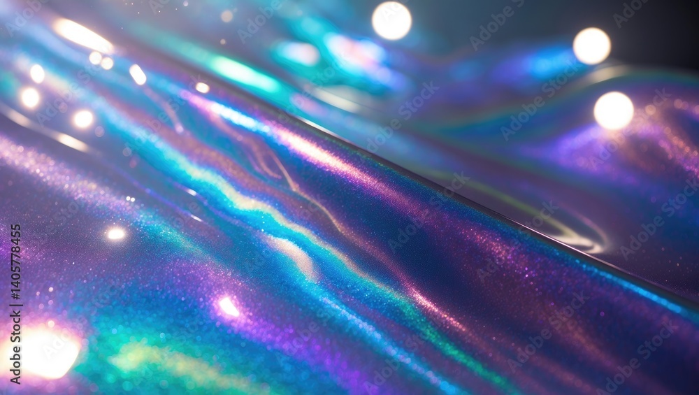 Poster High-resolution full-frame macro image of an abstract foil backdrop featuring light leaks.