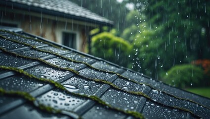 Water cascading off the house's roof