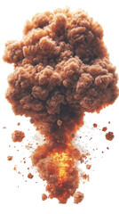 Powerful Explosion Illustration with Orange Fire and Transparent Background