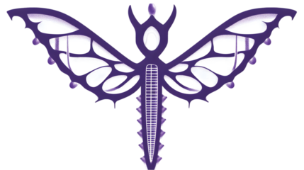 Purple Illustration of Winged Geometric Abstract Isolated on Transparent Background