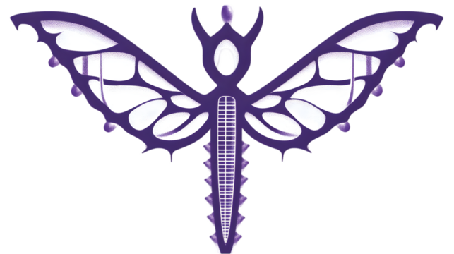 Purple Illustration of Winged Geometric Abstract Isolated on Transparent Background