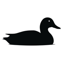 Silhouette of Duck Swimming in Pond for Wildlife, Birds, Nature, and Outdoor Themes in Vector Illustration Style

