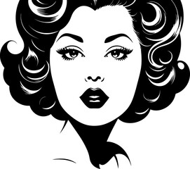 Woman with short curly hair vector isolated on white background, female character with natural hairstyle for beauty design, fashion artwork, or salon-related graphics.

