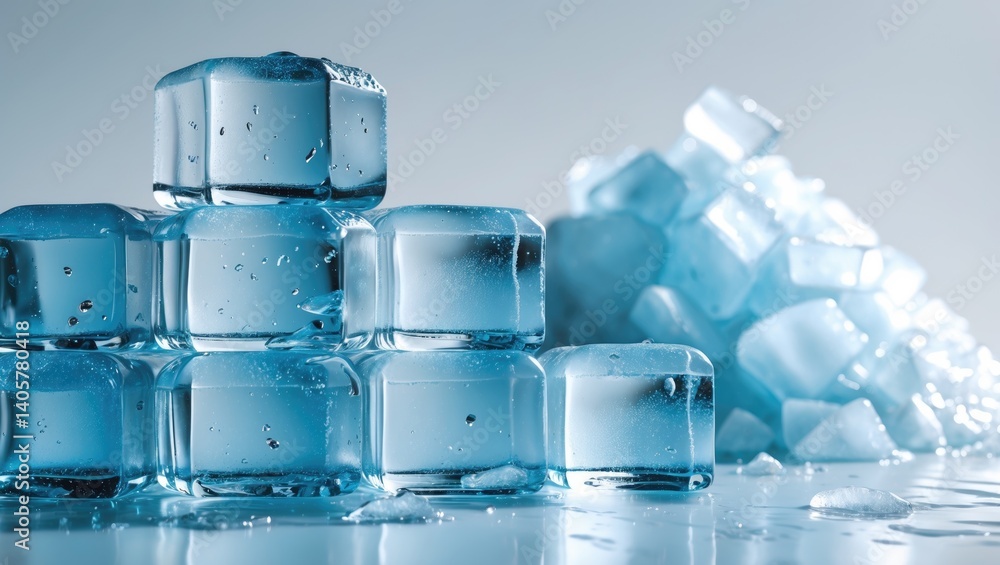 Poster Pile of crushed ice set against a background with empty space