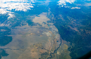 Aerial view of Johnson Village and Buena Vista, Colorado, USA