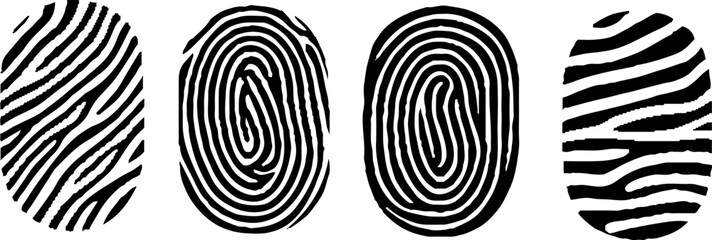 Fingerprint lock secure security logo vector icon. Fingerprint vector icon set. Personal id identity. Press finger, scan for safety. 