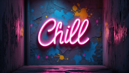 Trendy Neon Sign in Pink. Relaxed Vibe. Home Decor Inspiration.