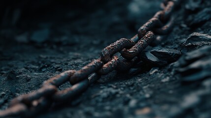 A rusty chain breaking in slow motion symbolizing liberation from addiction and trauma