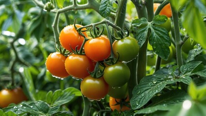 Homegrown tomato plant flourishing outside in the sunshine