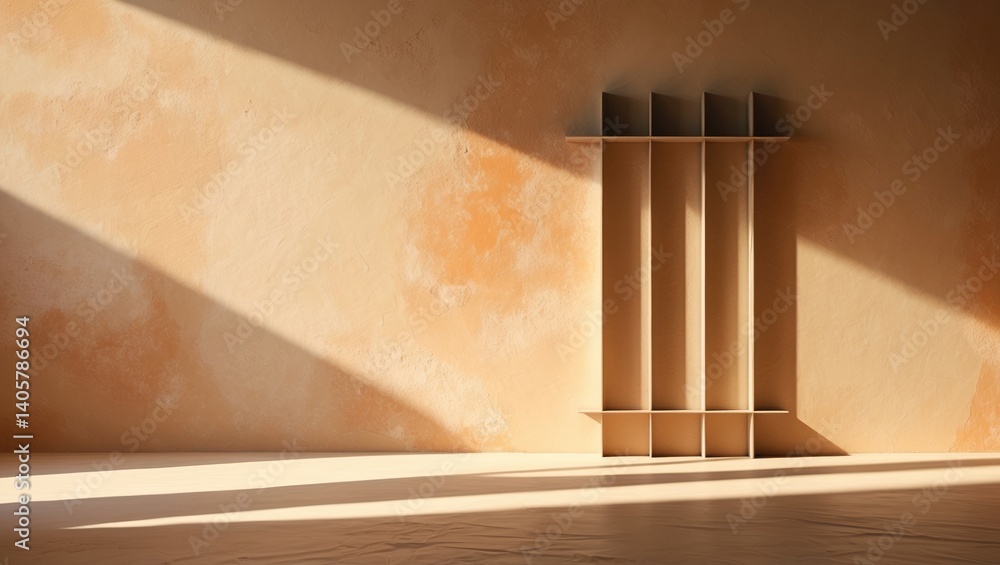 Poster textured surface showcasing geometric shadows shaped like quadrilaterals with an abstract design. li