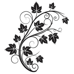 black Grapevine Design Ornament On a white background