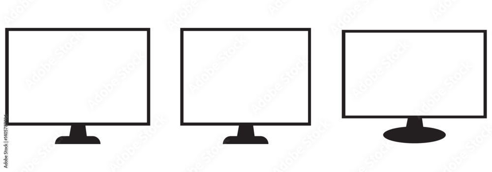 Poster computer icon set. computer monitor icon vector. computer icon set illustration. computer monitor si