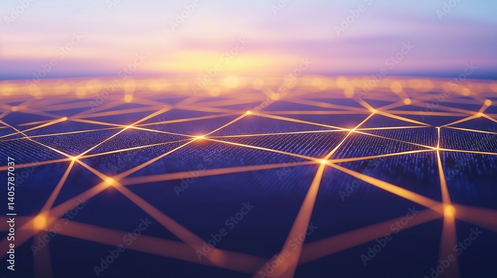 Poster abstract digital network connecting professionals in a global ai powered job environment