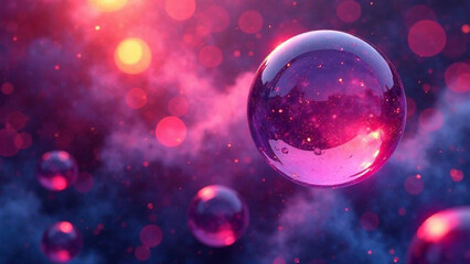 Big bubble on vibrant electric color wavy shape abstract wallpaper