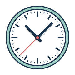 Simple Clock Icon with Minimalist Design in Flat Style  