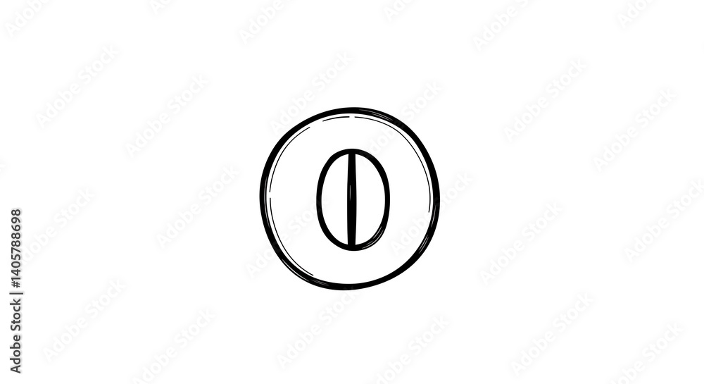Poster abstract rendering of coffee bean and rounded circle. simple graphic illustration on isolated white 