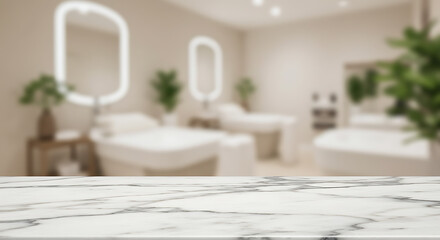 Serene Spa: Marble Tabletop, Tranquil Interior Design AI Generated