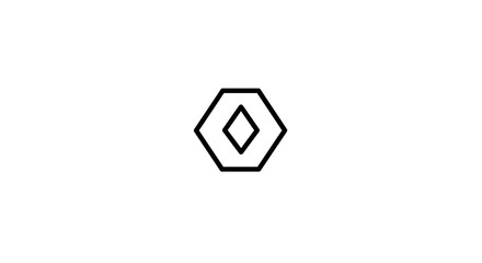 Geometric Design: A double diamond inside a hexagon, creating a minimalist logo or emblem on white background.