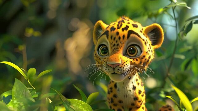 cartoon leopard 3d nature background