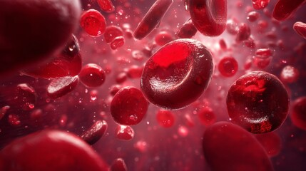 Fototapeta premium Red blood cells microscopic close-up