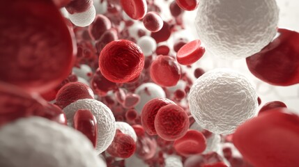 Fototapeta premium White blood cells close-up under microscope