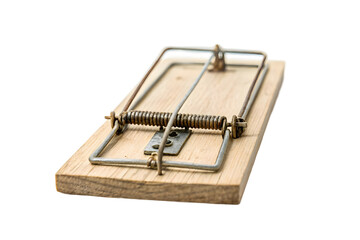 Simple and Effective Wooden Mouse Trap Set with a Piece of Cheese.
