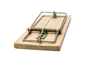 Simple and Effective Wooden Mouse Trap Set with a Piece of Cheese.