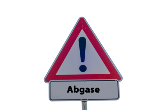 Schild Abgase freigestellt