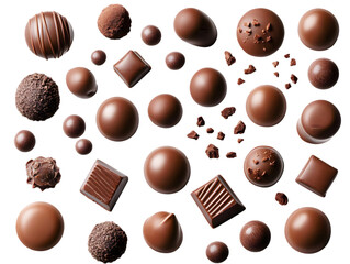 Fototapeta premium Realistic Isolated Photo of Assorted Chocolate Candies with Transparent Background
