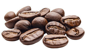 Obraz premium Roasted coffee beans, with a rich brown hue, showing their curves and the characteristic split down the middle
