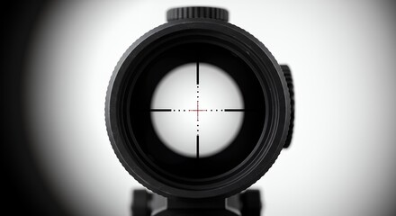 Black rifle scope crosshairs close up