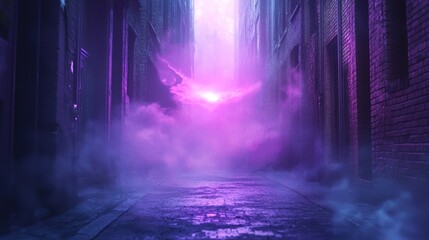 Mystical Purple Alleyway: A Cyberpunk Cityscape