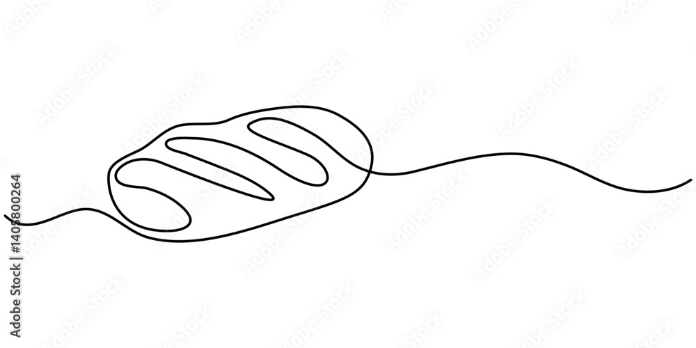 Poster bread one line drawing, one continuous line drawing of long loaf bread, continuous line art drawing 