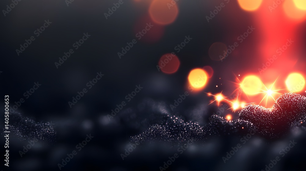 Wall mural abstract background with glowing particles and soft lights in a dark atmosphere