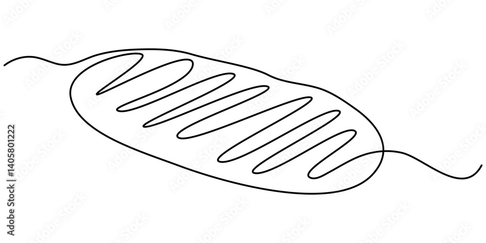 Poster bread one line drawing, one continuous line drawing of long loaf bread, continuous line art drawing 