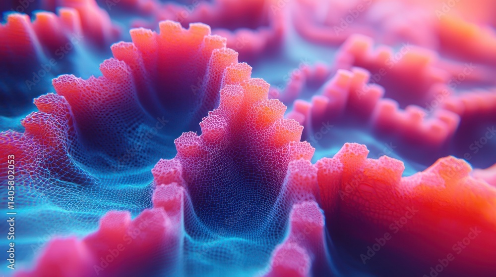 Poster abstract vibrant, textured surface with intricate, colorful patterns. close-up view of undulating, g