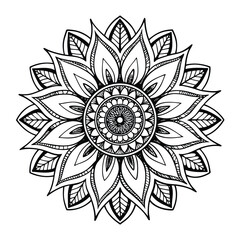 Circular pattern in the form of a mandala. Henna tattoo mandala. Mehndi style. Decorative pattern in oriental style. Coloring book page.