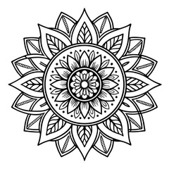 Circular pattern in the form of a mandala. Henna tattoo mandala. Mehndi style. Decorative pattern in oriental style. Coloring book page.