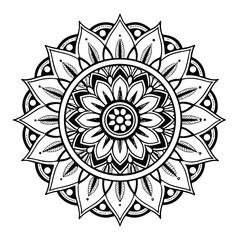 Circular pattern in the form of a mandala. Henna tattoo mandala. Mehndi style. Decorative pattern in oriental style. Coloring book page.