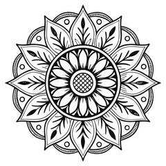 Circular pattern in the form of a mandala. Henna tattoo mandala. Mehndi style. Decorative pattern in oriental style. Coloring book page.