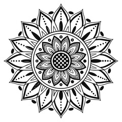 Circular pattern in the form of a mandala. Henna tattoo mandala. Mehndi style. Decorative pattern in oriental style. Coloring book page.