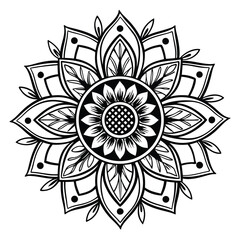 Circular pattern in the form of a mandala. Henna tattoo mandala. Mehndi style. Decorative pattern in oriental style. Coloring book page.