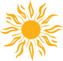 Sun illustration vector graphic design element summer sunshine heat light bright yellow isolated on white background
