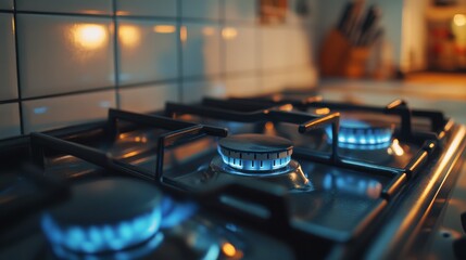 Plumber installing a gas line for a kitchen stove. Featuring precision and expertise